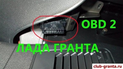 Диагностический разъём OBD2 (место расположения)